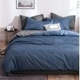 thumbnail image 4 of Duvet Cover Set with Buttons Closure - Soft Washed Microfiber Bedding Comforter Cover with 2 Pillowcases for All Season | 100% Polyester Wrinkle Texture Shabby Chic Style for Home Bedroom, 4 of 6