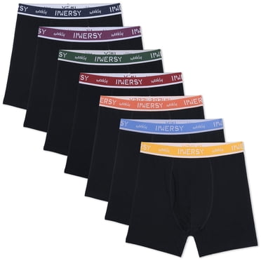 INNERSY Boxeurs pour Hommes avec Braguette, sous-Vêtements Extensibles en Coton, Lot de 7 (Noir avec Ceinture Colorée, Petit)