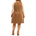 thumbnail image 3 of GRACE & GRANDEUR Robe Salopette pour Femme Grande Taille à Boutons Décontractée en Faux Suède Marron 4X, 3 of 5