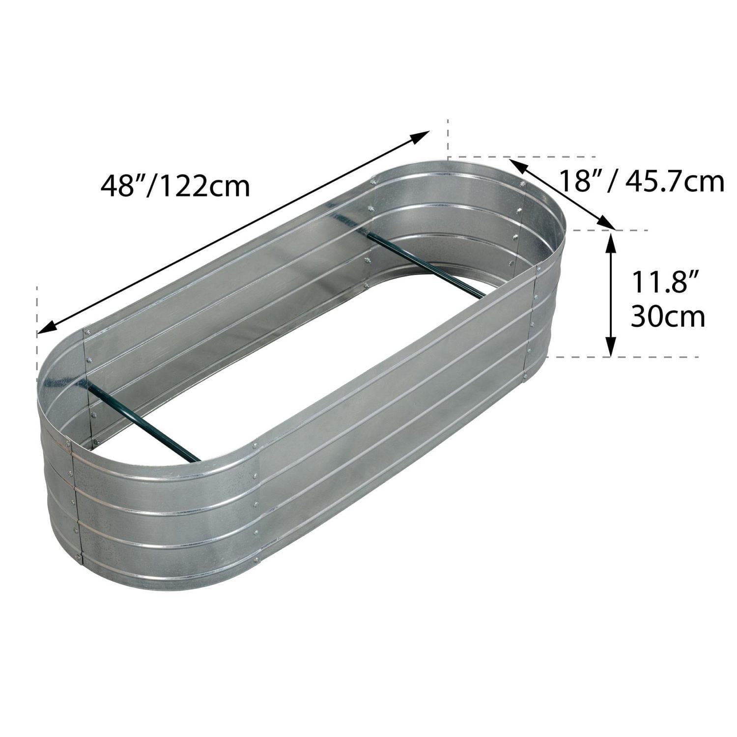 Grapevine Galvanized Steel Raised Garden Bed, Oval, 48IN, Silver