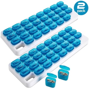 Monthly Pill Organizer - (Pack of 2) 31 Day Pill Organizer with Large Removable Medication Pods, Portable Pill Case Box and Holder for Daily Medicine and Vitamins, Great for Travel