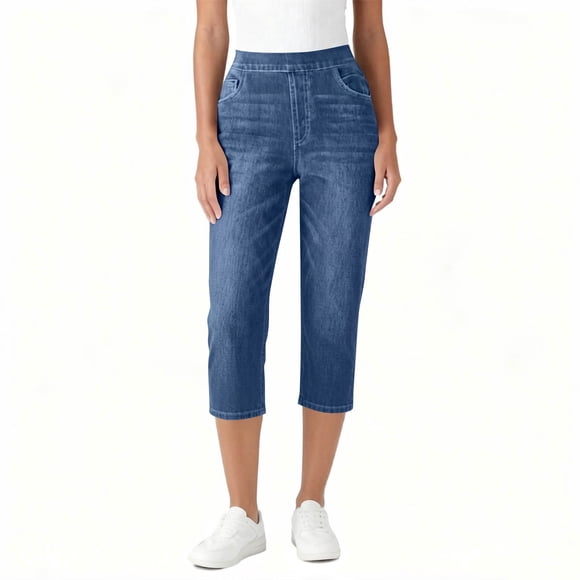 CHUMUD Skinny Jeans for Women Trendy Slim Leg Denim Pants Stretchy Pull on Capri Pants