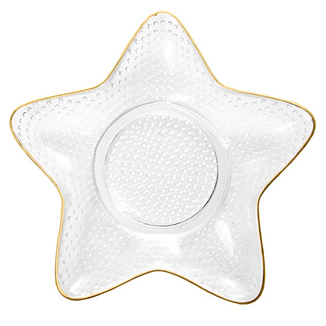 1 Pce Assiette de Rangement en Verre Étoile de Mer Créative (Doré)
