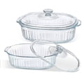 thumbnail image 3 of AMERTEER Elegant Glass Casseroles with Lids Set  Ribbed Oval Roaster  Transparent Covered Cookware  Versatile Deep Glass Food Containers  50oz & 85oz  for Baking  Cooking  Oven & Microwav, 3 of 6