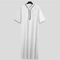 thumbnail image 3 of XZNGL Ensemble de Robe Musulmane pour Hommes Robe Arabe Mi-Longue Manches Longues Col Montant Poche Bouton Robe Décontractée, 3 of 3