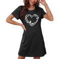 thumbnail image 4 of Mrat Chemises de Nuit pour Femmes Coton Doux Chemise de Nuit Courte Surdimensionnée pour Femmes Mode Imprimé Poitrine Robe de Nuit à Manches Courtes P-85 Noir G, 4 of 7