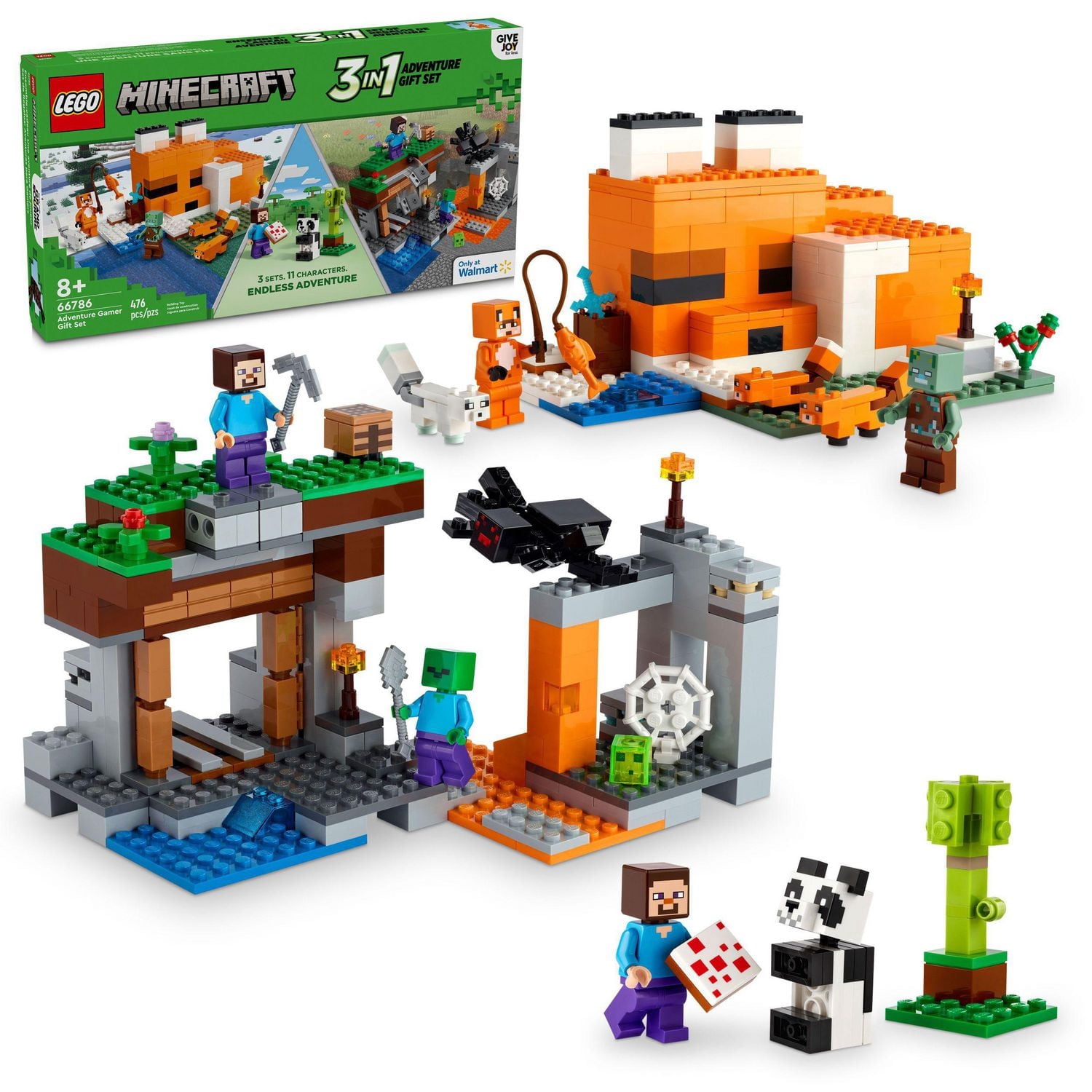 LEGO Minecraft Gift Set, 3 Imaginative Building Sets in 1 Box
