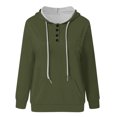 thumbnail image 4 of Yuyuzo Chandail à Capuche pour Femmes, Col à Boutons, Manches Longues, Automne, 4 of 5