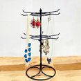 thumbnail image 2 of Rotating Iron 2-Tier Revolving Stand Rack Jewelry Holder Display with 16 Hooks Black, 2 of 5