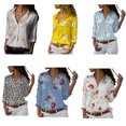 thumbnail image 2 of Femmes Revers Manches Longues Blouse Florale Chemise Filles Florale Modèle en Vrac Style Tops Chemise, 2 of 9