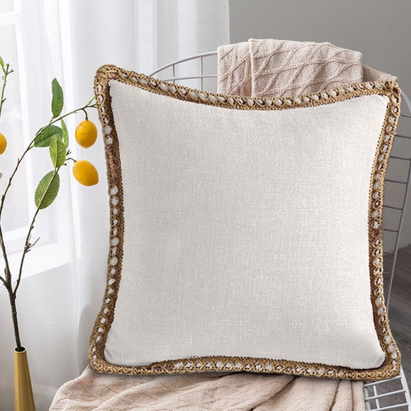 ABPWLY Linen Pillowcase 17.7x17.7in for Sofa Living Room Bedhead Cushion Waist Pillow Cover Blue Pink Beige Mint Green Clearance House Essentials Canada Days Home and Kitchen Home Accessories