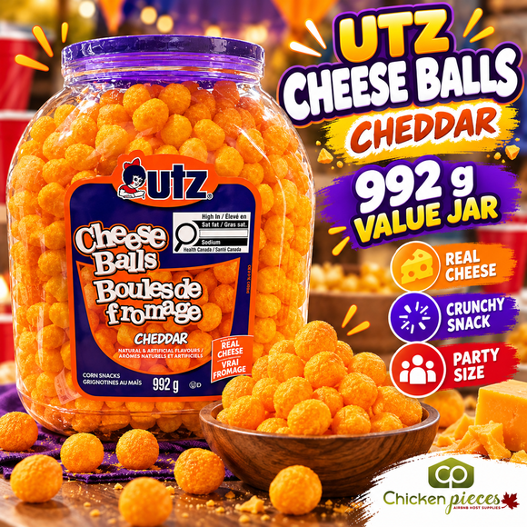 Utz Cheddar Cheese Balls, 992g Tub – Crunchy Cheese-Flavoured Snack Made with Real Cheese