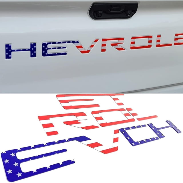 Tailgate Insert Letters Compatible with 2019 2020 2021 2022 2023 3D Emblems with Strong Adhesive American Flag