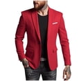 thumbnail image 1 of Men's Solid Color Blazer Long Sleeved Lapel Pocket Lightweight Suits Business Casual Buttons Suit Jackets Red S, 1 of 4