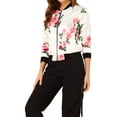 thumbnail image 4 of INSPIRE CHIC Blouson Bomber pour Femme Coupe Ajustée Léger à Fermeture Éclair Blanc Rose TP, 4 of 8