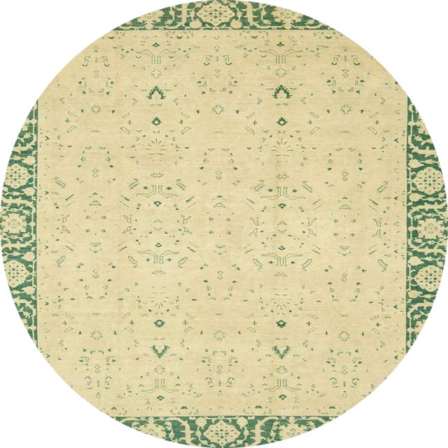 Ahgly Company Indoor Round Abstract Avocado Green Oriental Area Rugs, 8' Round