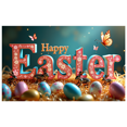 thumbnail image 3 of Happy Easter Theme Decorated Banner with Bunny Eggs Butterflies Party Backdrop for Easter Celebrations Easter Parties Photography Props Easter Decorations, 3 of 4