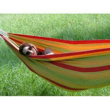 Hamac Double de Style Brésilien de Luxe - Jaune Vert Rouge