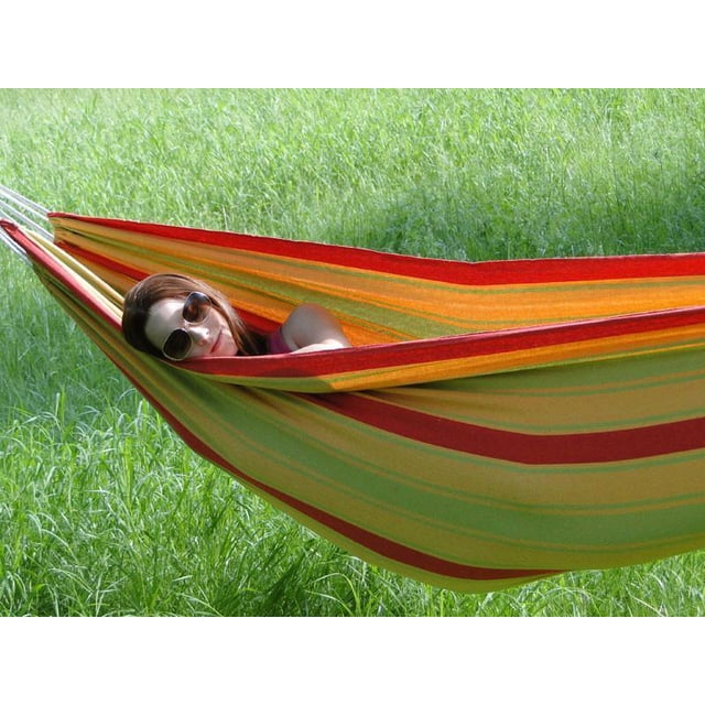 Hamac Double de Style Brésilien de Luxe - Jaune Vert Rouge