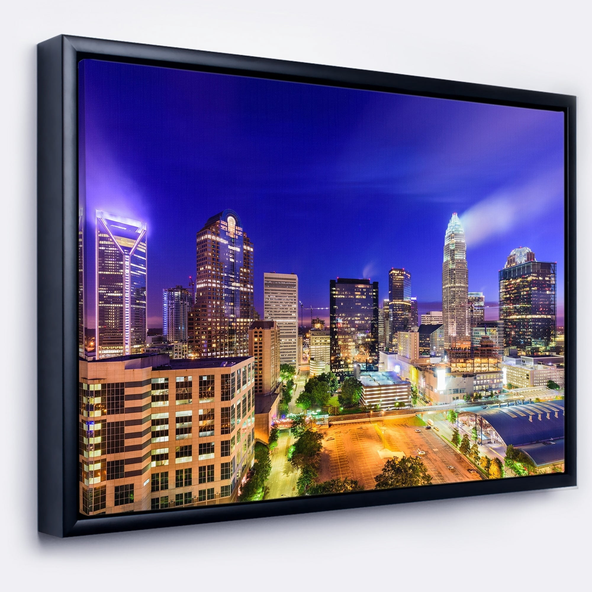 Design Art Charlotte North Carolina Cityscape Framed Canvas Art Print