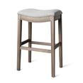 thumbnail image 1 of Maven Lane Adrien Tabouret de Bar à Selle, Fini Chêne Récupéré, avec Revêtement en Tissu Gris Cendré, 1 of 6