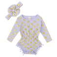 thumbnail image 1 of PMVFHDE Fall Rompers for Girl Baby Girls' Long Sleeve Romper Soft Bodysuit With Gold Foil Print & Pom Pom Design Cute And Comfortable Outfit For Spring And Fall Purple,2-3 Years, 1 of 3
