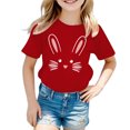 thumbnail image 2 of MIASHUI T-Shirt à Manches Courtes pour Tout-Petits Imprimé Lapin de Pâques pour Enfants, Rouge, 9-10 Ans, 2 of 3