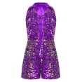 thumbnail image 3 of renvena Short Sequin Jumpsuits Pageant Romper For Girls Jazz Hip Hop Dancing Wedding Evening Purple 12, 3 of 5