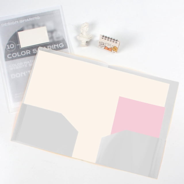 ZTTD Plastic Folders with Pockets, two-pocket clear folder for A4 and letter-size documents, featuring a label pocket and business card holder. Heavy-duty PP plastic construction ensures durability, measuring 8.85x12 inches. Suitable for portfolios, report covers, and document organization in school, work, or office settings.
