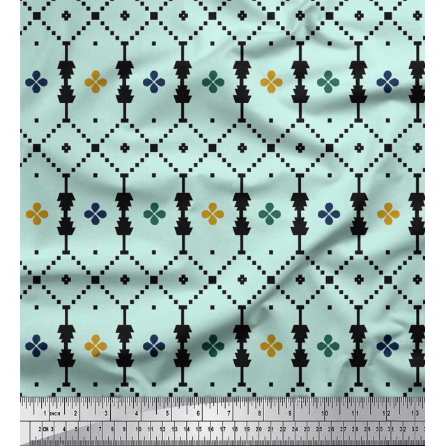 Soimoi Silk Fabric Jaal Jamdani Decor Fabric Printed Yard 42 Inch Wide