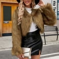 thumbnail image 4 of LSLJS Womens Ladies Warm Faux Furry Long Coat Jacket Winter Solid V-neck Outerwear, 4 of 9