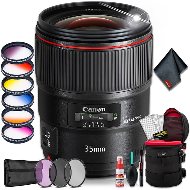 Canon EF 35mm f/1.4L II USM Objectif (Modèle Intl) avec Étui pour Objectif, Trousse de Filtres pour Objectif et Trousse de Nettoyage