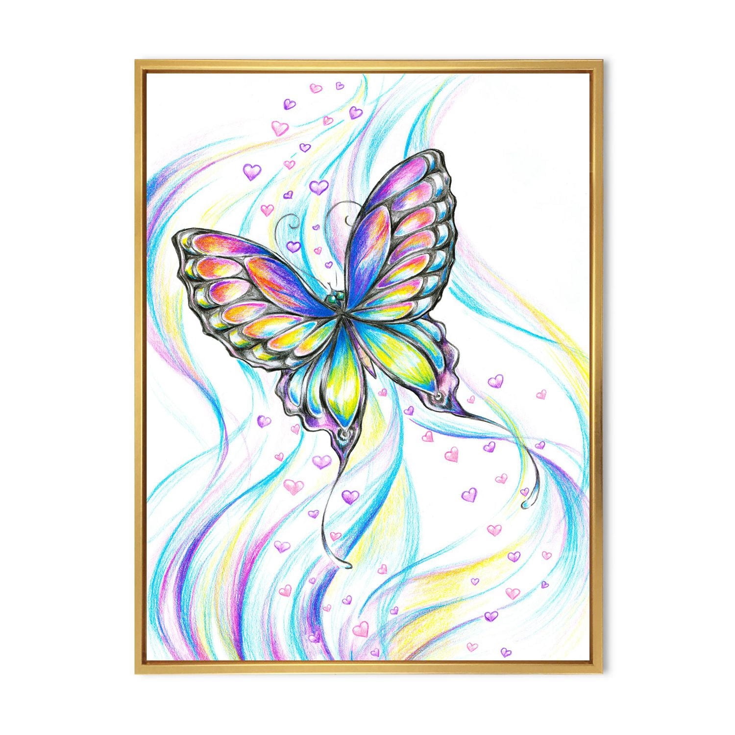 Designart Papillon irisé ART MURAL À CADRE FLOTTÉ