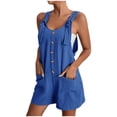 thumbnail image 1 of EQWLJWE Womens Overall Shorts Romper ,Womens Rompers Jumpsuits Short, Summer Womens Sleeveless Shorts Romper with Adjustable Knot Straps Shorts ,Overall Jumpsuits with Pockets, 1 of 7