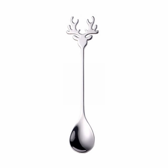 Oleegame 1PC Stainless Steel Cutlery Set Christmas 304 Stainless Steel Coffee Spoon Gift Box Cake Dessert And Fork Creative Christmas Spoon Coffee Spoon Gift Box Cake Dessert Spoon Animal Spoon