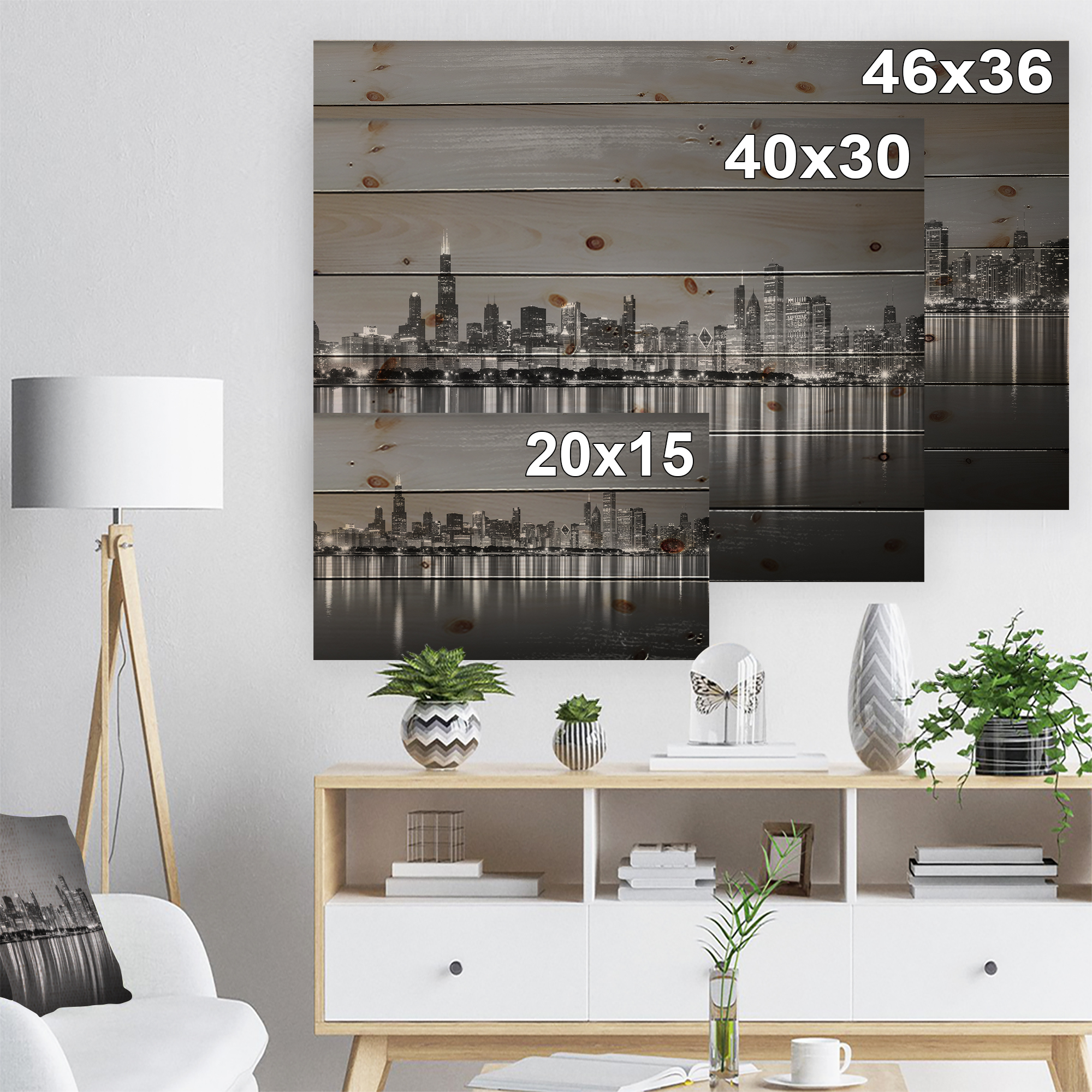 Tableau moderne imprimée sur toile Design Art chicago noir et blanc