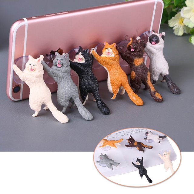 6 Pcs Chats de Couleurs Différentes Support de Ventouse pour Téléphone Intelligent Support Mignon pour Chat Support de Téléphone Cellulaire Support Ventouse