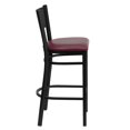 thumbnail image 2 of HERCULES Series Black Grid Back Metal Restaurant Barstool - Burgundy Vinyl Seat, 2 of 6