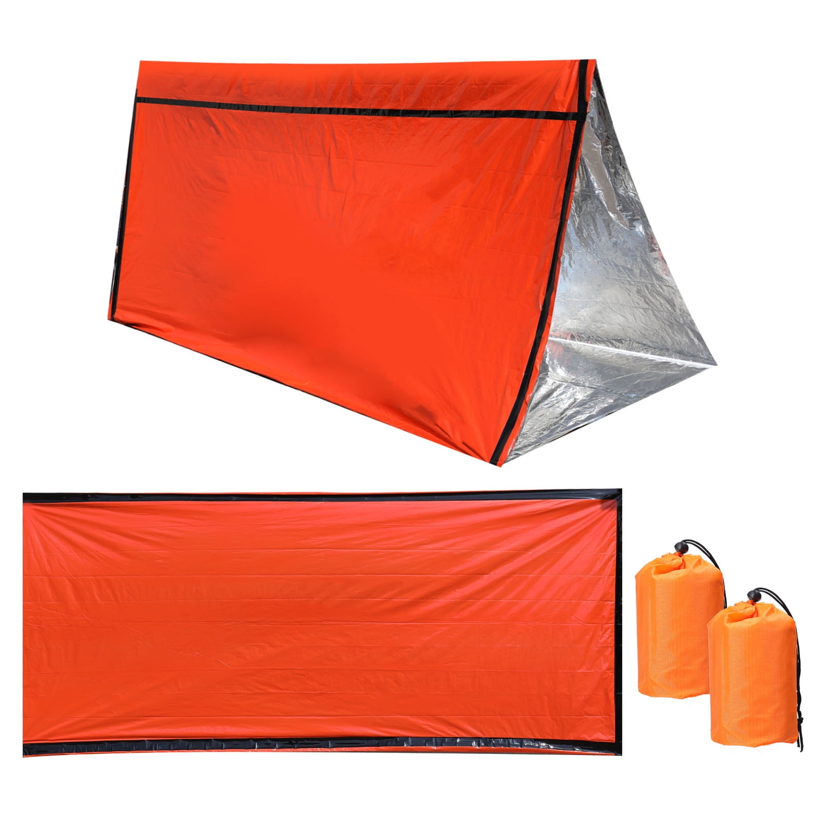 yeacher 2 Pack Emergency Sleeping Bag Waterproof PE Survival Sleeping Bag Lightweight Thermal Bivy Sack Portable Blanket for Camping Hiking Outdoor Adventure Activities(36.2x83.9in)