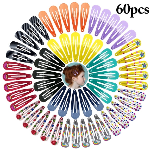 60PCS Hair Barrettes Clips for Girl Non-Slip Metal Snap Hair Clip Accessories for Toddler Kid