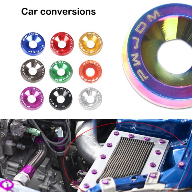 Maoww 10 Pièces Voiture Vis Rondelles Assortiment Ensemble Boulons de Véhicule Décoratif Rondelle Kit Pièces de Rechange Automobile Argent