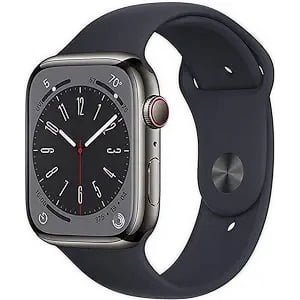 Apple Watch Series 8 (45mm Graphite Stainless Steel Case) GPS + Cellular Smart Watch | With Midnight Sport Band | Certified Refurbished (Grade A)