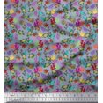 thumbnail image 1 of Soimoi Poly Georgette Fabric Coral,Starfish & Turtle Ocean Print Fabric by The Yard 42 Inch Wide, 1 of 3
