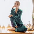 thumbnail image 1 of 2Pcs Women Satin Silk Sleepwear Pyjamas Set Pijama Suit Female Sleep Two Piece Set Loungewear Plus Size, 1 of 10