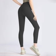 Amzcrzy Leggings for Women Fashion Stretchy Butt Lift Yoga Pants Casual Solid Color Workout Gym High Waisted Leggings Black M