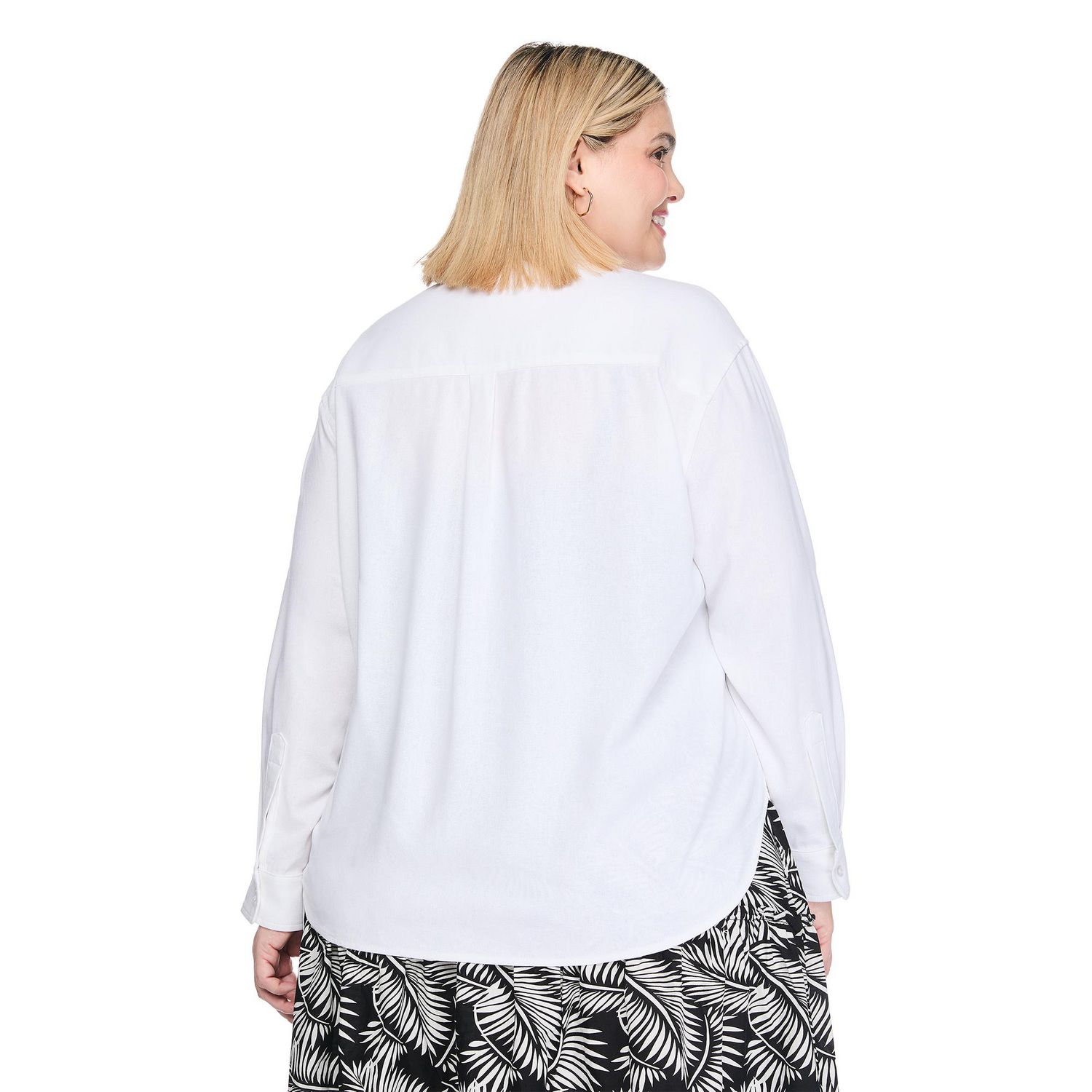 Chemise boutonnée en mélange de lin Lane Bryant Plus pour femmes