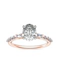 thumbnail image 1 of 0,80 Ct P.t. Ovale Véritable Diamond Nouvelle Conception Solitaire avec Accents Bague de Fiançailles pour Femmes Or Rose Massif 18K Taille 3,5, 1 of 1