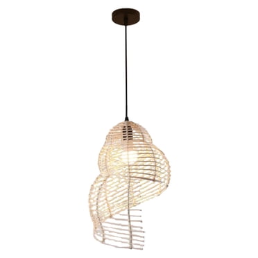 Natural Rattan Pendant Light Fixture Kitchen Island Handmade Hanging Lamp Conch