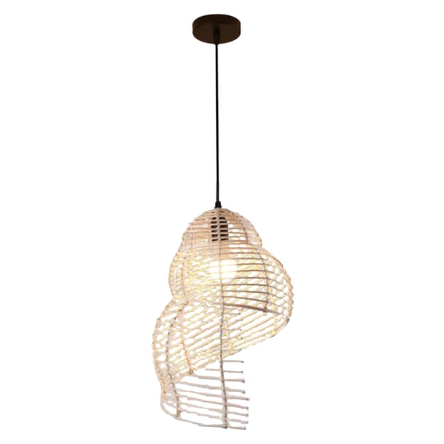 segolike Woven Bamboo Pendant Lighting Fixture, Aesthetic Hand-made Pendant LED Light for Conch