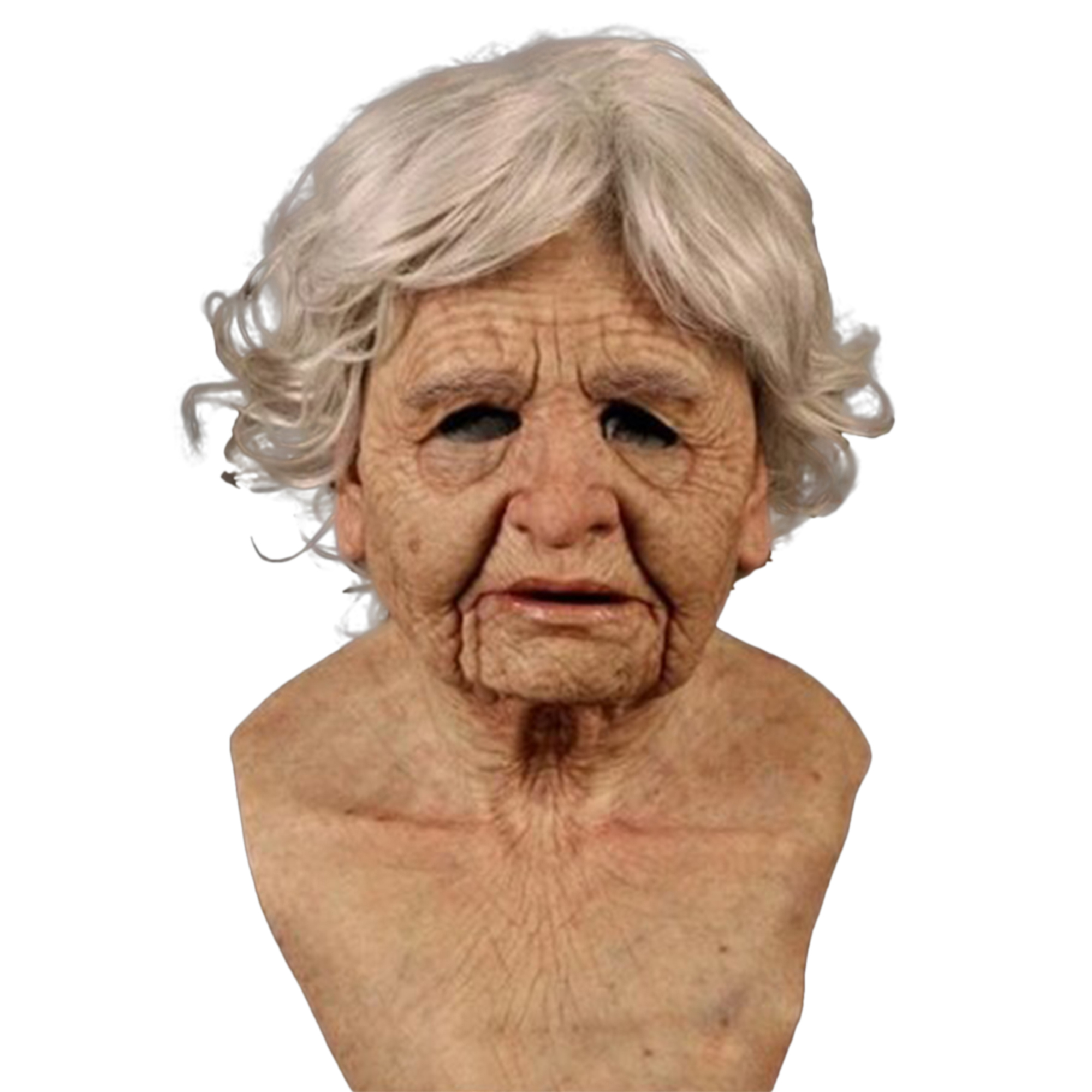 Gupgi Old Man Woman Mask, Realistic Halloween Human Wrinkle Face Mask